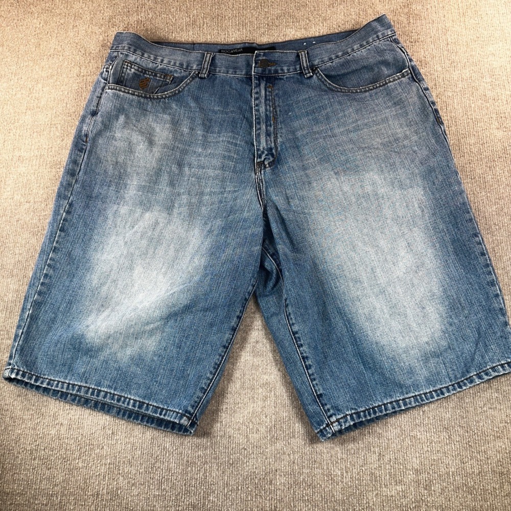 Rocawear Mens Denim Shorts Light Wash Baggy Y2K Hip Hop Streetwear Size 40